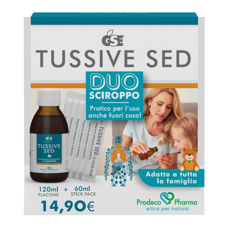GSE TUSSIVE SED DUO FLACONE+6 STICK PACK MONODOSE - farmagiri