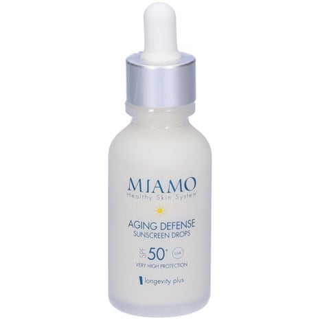 MIAMO LONGEVITY PLUS AGING DEFENSE SUNSCREEN DROPS SOFT GOLD 30 ML - farmagiri