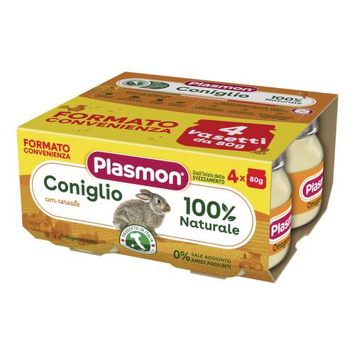 PLASMON OMOGENEIZZATO CONIGLIO 4 X 80 G - farmagiri