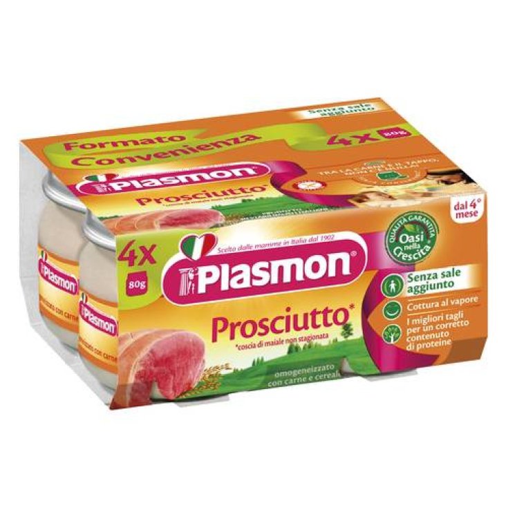 PLASMON OMOGENEIZZATO PROSCIUTTO COTTO 4 X 80 G - farmagiri