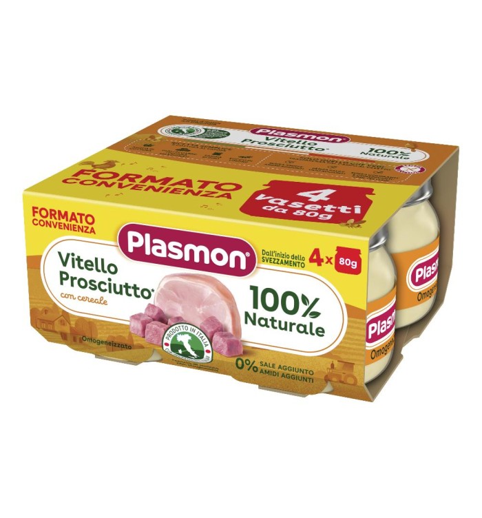 PLASMON OMOGENEIZZATO VITELLO - PROSCIUTTO 4 X 80 G - farmagiri