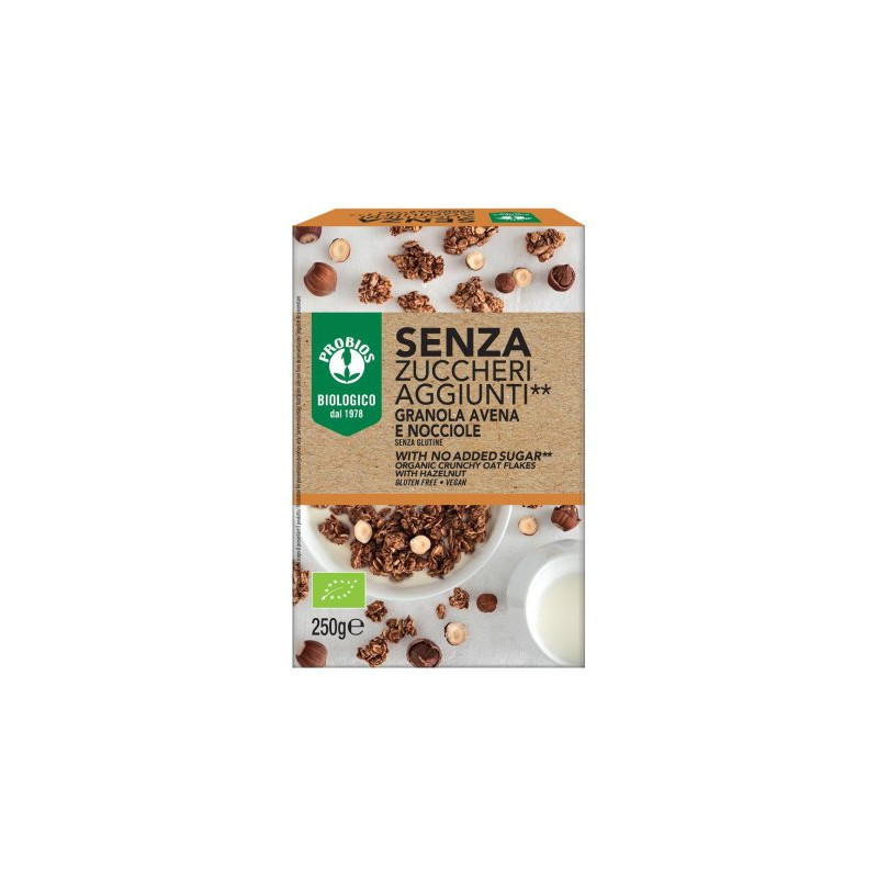 PROBIOS GRANOLA SENZA ZUCCHERI AGGIUNTI AVENA E NOCCIOLA SENZA GLUTINE 250 G - farmagiri
