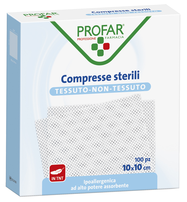 GARZA COMPRESSA TESSUTO NON TESSUTO 10X10 CM 100 PEZZI PROFAR - farmagiri