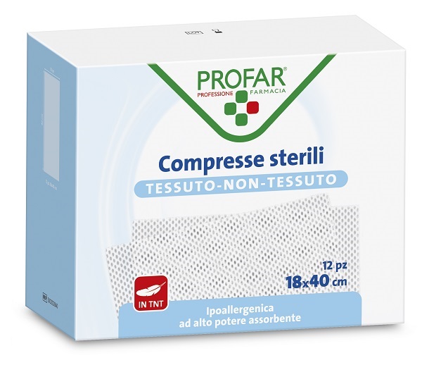 GARZA COMPRESSA TESSUTO NON TESSUTO 18X40 CM 12 PEZZI PROFAR - farmagiri