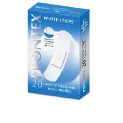 CEROTTO PRONTEX WHITE STRIPS IN TESSUTO NON TESSUTO BIANCO STERILE SCATOLA 20 CEROTTI MEDI - farmagiri