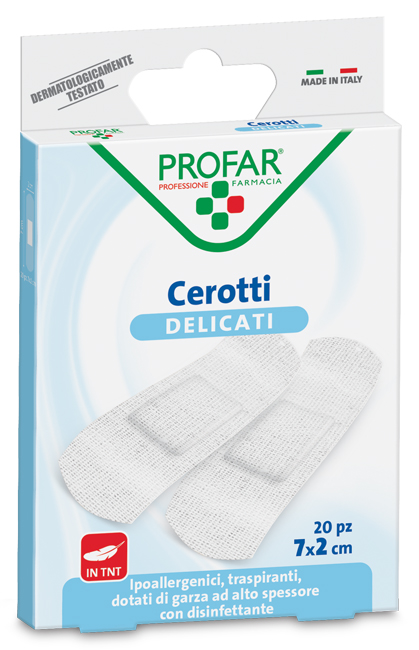 CEROTTO TESSUTO NON TESSUTO DELICATO MEDI 7X2 CM 20 PEZZI PROFAR - farmagiri