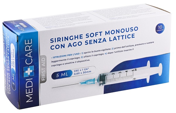 SIRINGA SOFT CAPACITA' 5ML AGO GAUGE 23 CONFEZIONE 10 PEZZI GAMMADIS - farmagiri