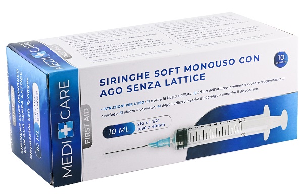 SIRINGA SOFT CAPACITA' 10ML AGO GAUGE 21 CONFEZIONE 10 PEZZI GAMMADIS - farmagiri