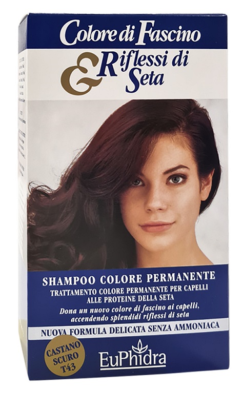 EUPHIDRA COLORE DI FASCINO & RIFLESSI DI SETA SHAMPOO COLOR PERMANENTE 43 CASTANO SCURO 120 ML - farmagiri