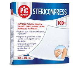 GARZA COMPRESSA IDROFILA PIC STERICOMPRESS 10X10 CM 4 BUSTE  25 PEZZI - farmagiri