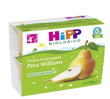 HIPP BIO HIPP BIO FRUTTA GRATTUGGIATA PERA WILLIAMS 4X100 G - farmagiri