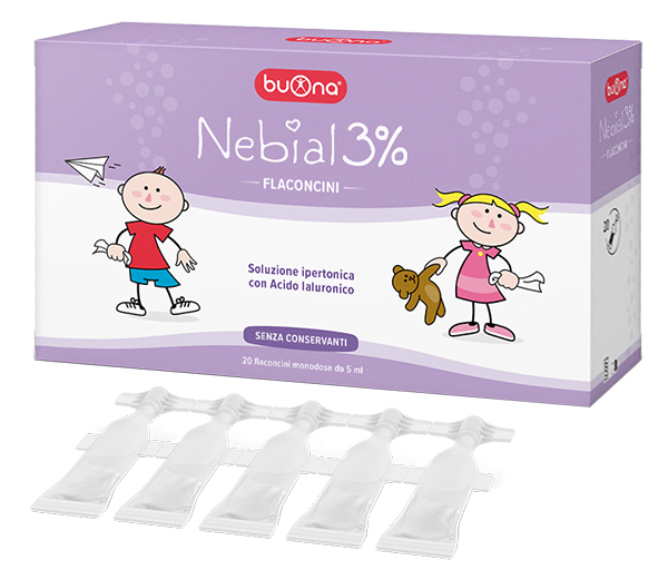 NEBIAL FLACONCINI SOLUZIONE SALINA IPERTONICA DI SODIO CLORURO AL 3% CON ACIDO IALURONICO 20X5 ML - farmagiri