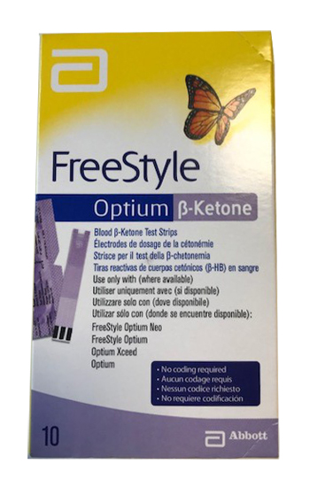 STRISCE MISURAZIONE CHETONEMIA OPTIUM BETA KETONE 10 PEZZI - farmagiri