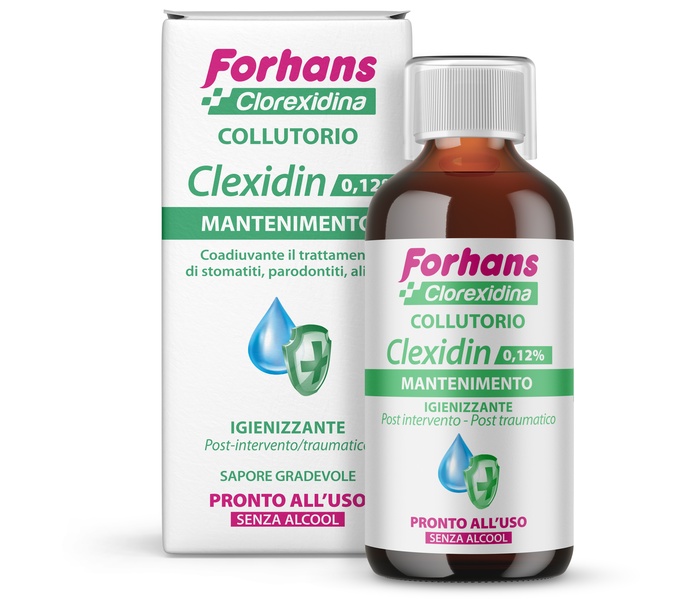 FORHANS COLLUTORIO CON CLOREXIDINA 0,12 CLEXIDIN SENZA ALCOOL 200 ML - farmagiri