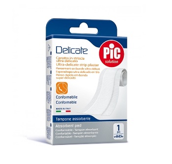 CEROTTO PIC DELICATE STRISCIA BIANCA CON TAMPONE ANTIBATTERICO CM 8X0,5 M - farmagiri