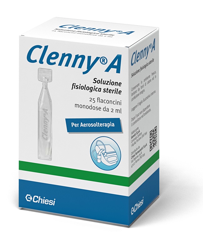 CLENNY A SOLUZIONE FISIOLOGICA STERILE PER AEROSOLTERAPIA 25 FLACONCINI MONODOSE DA 2 ML - farmagiri