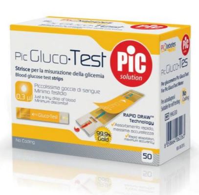 STRISCE MISURAZIONE GLICEMIA PIC GLUCOTEST 50 PEZZI - farmagiri