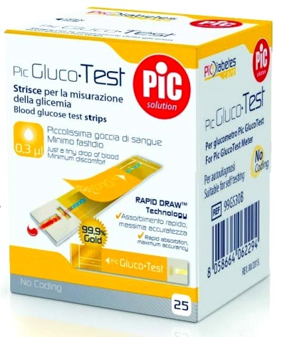 STRISCE MISURAZIONE GLICEMIA PIC GLUCOTEST 25 PEZZI - farmagiri