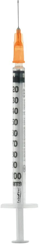 SIRINGA PER INSULINA EXTRAFINE 1ML 100 UI AGO REMOVIBILE 25 GAUGE 0,5X16 MM 1 PEZZO - farmagiri