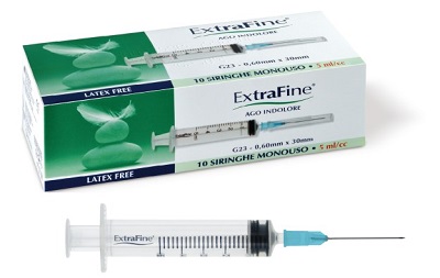 SIRINGA EXTRAFINE 5 ML GAUGE 23 0,60X30MM 10 PEZZI - farmagiri