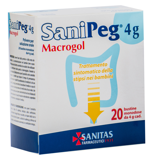 SANIPEG MACROGOL POLVERE PER SOLUZIONE ORALE 20 BUSTINE DA 4 G - farmagiri