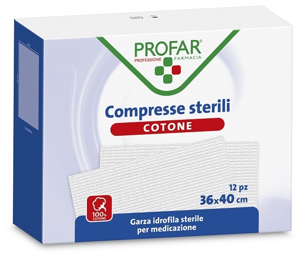 GARZA IDROFILA PROFAR COMPRESSA STERILE 36X40 CM 12 PEZZI - farmagiri