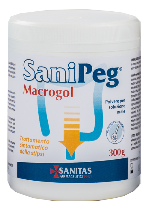 SANIPEG MACROGOL POLVERE PER SOLUZIONE ORALE BARATTOLO 300 G - farmagiri