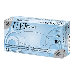GUANTO IN CLORURO DI POLIVINILE SUPERFICIE LISCIA PRIVO DI TALCO 100 PEZZI ARTICOLO UVIPW 6 - farmagiri