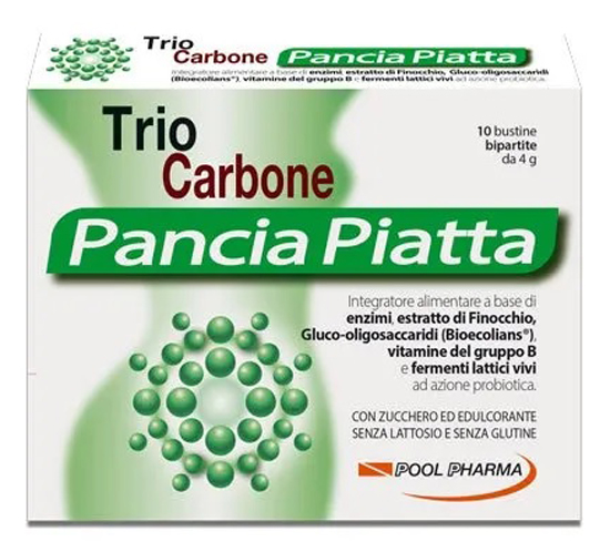 TRIOCARBONE PANCIA PIATTA 10 BUSTINE BIPARTITE 4 G - farmagiri