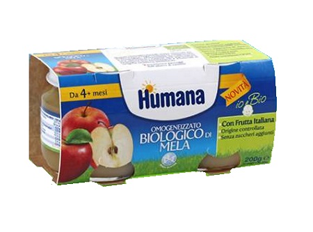 HUMANA OMOGENEIZZATO MELA BIO 2 VASETTI 100G - farmagiri