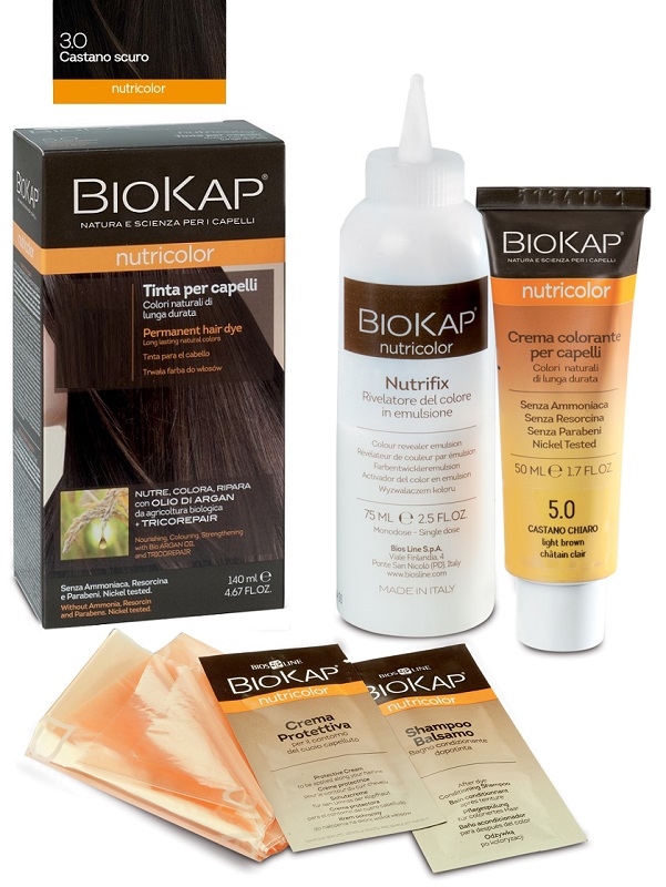 BIOKAP NUTRICOLOR 3,0 NEW CASTANO SCURO TINTA TUBO + FLACONE - farmagiri