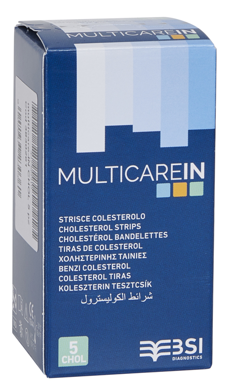 TEST COLESTEROLEMIA MULTICARE IN COLESTEROLO IN STRISCE CON ASPIRAZIONE CAPILLARE 5 PEZZI - farmagiri