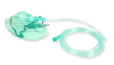 MASCHERA PER OSSIGENO IN PVC PER ADULTI CON TUBO LUNGHEZZA 210 CM CLIP STRINGINASO REGOLABILE FETTUCCIA ELASTICA - farmagiri