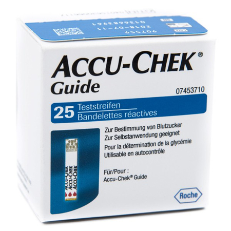 STRISCE MISURAZIONE GLICEMIA ACCU-CHEK GUIDE 25 PEZZI CONFEZIONE RETAIL - farmagiri