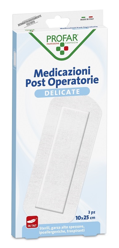 MEDICAZIONE POST OPERATORIA STERILE GARZA ANTIADERENTE 10X25 CM 3 PEZZI PROFAR - farmagiri