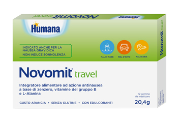 NOVOMIT TRAVEL 12 GOMME DA MASTICARE GUSTO ARANCIA - farmagiri