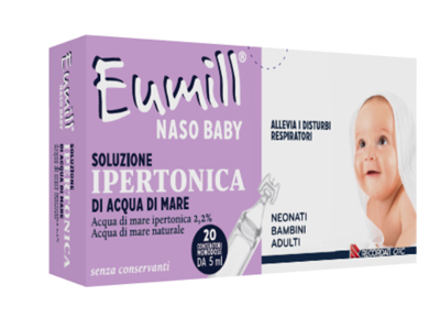 EUMILL NASO BABY SOLUZIONE IPERTONICA 20 CONTENITORI MONODOSE 5 ML - farmagiri