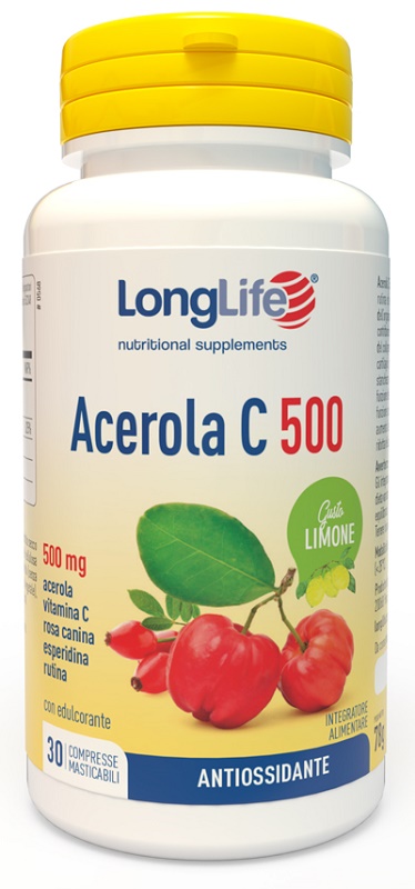 LONGLIFE ACEROLA C500 LIMONE 30 COMPRESSE MASTICABILI - farmagiri