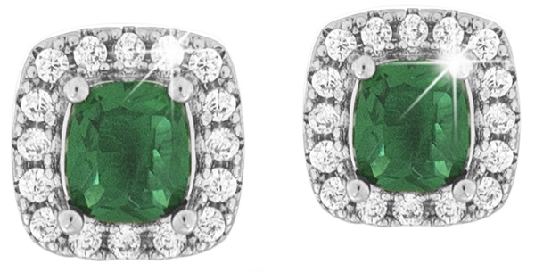 MJ POST 495 ORECCHINO DEFINITIVO MEDICAL JEWELS PIETRA QUADRATA VERDE - farmagiri