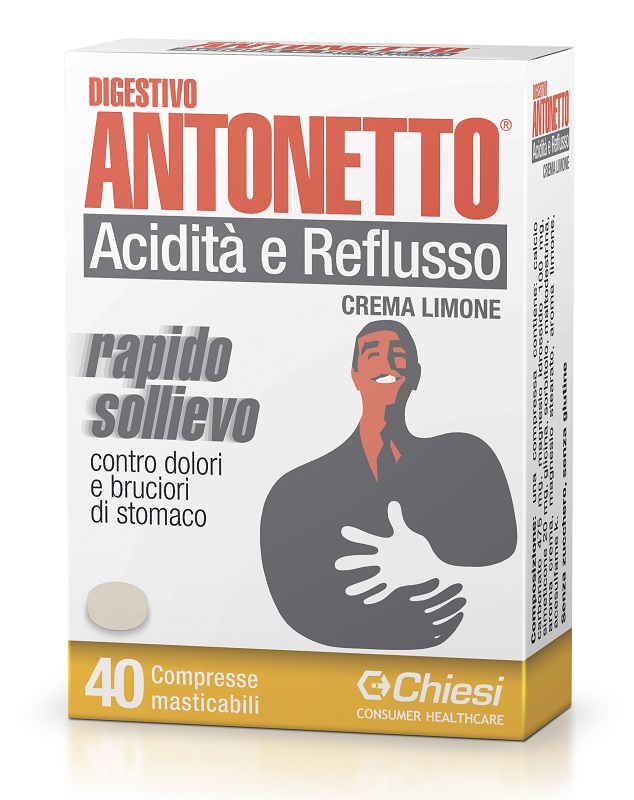 DIGESTIVO ANTONETTO ACIDITA' E REFLUSSO CREMA AL LIMONE 40 COMPRESSE MASTICABILI - farmagiri