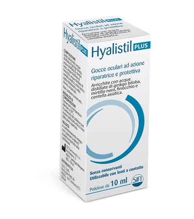 GOCCE OCULARI HYALISTIL PLUS ACIDO IALURONICO 0,4% ACQUA DISTILLATA DI GINKGO BILOBA + MIRTILLO NERO + FINOCCHIO + CENTELLA ASIATICA 10 ML - farmagiri