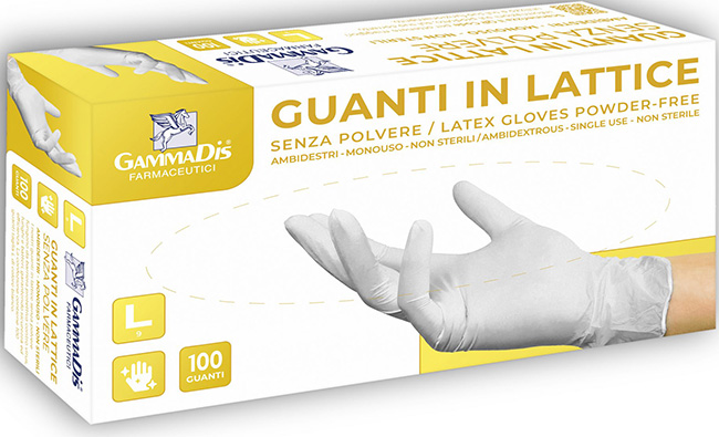GUANTI LATTICE SENZA POLVERE SMALL 100 PEZZI GAMMADIS - farmagiri
