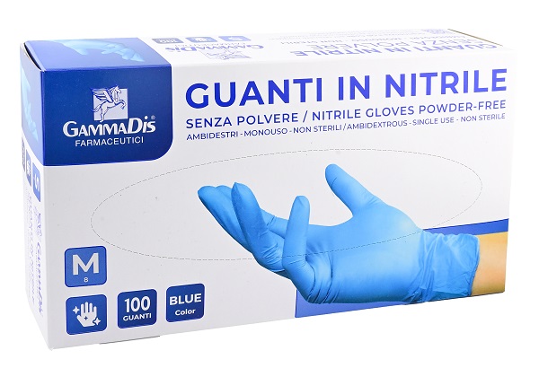 GUANTI NITRILE SENZA POLVERE SMALL 100 PEZZI GAMMADIS - farmagiri