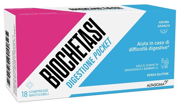 BIOCHETASI DIGESTIONE POCKET 18 COMPRESSE MASTICABILI - farmagiri
