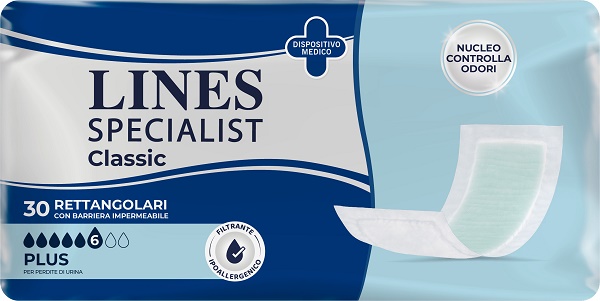 PANNOLONE LINES SPECIALIST CLASSIC RETTANGOLARE CON BARRIERA 30 PEZZI - farmagiri