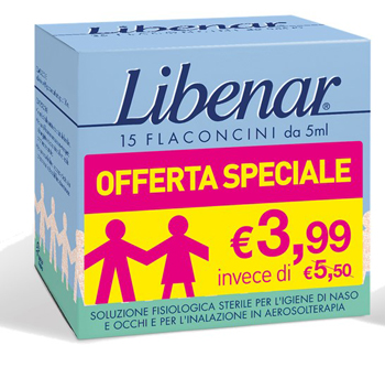 LIBENAR 15 FLACONCINI SOLUZIONE ISOTONICA 5 ML TAGLIO PREZZO - farmagiri