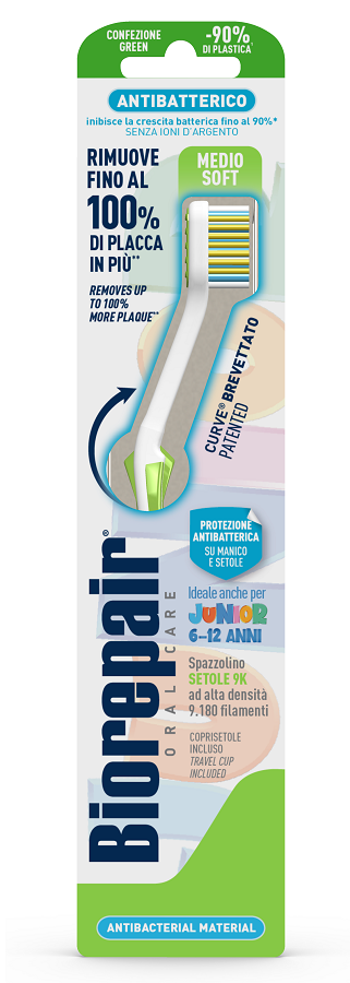 BIOREPAIR ORAL CARE SPAZZOLINO ANTIBATTERICO JUNIOR 6-12 ANNI PIU' COMFORT SETOLE MEDIO SOFT - farmagiri