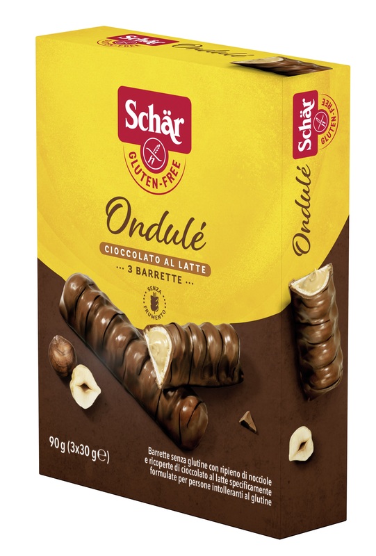 SCHAR ONDULE' BARRETTE CON RIPIENO DI NOCCIOLE RICOPERTE DI CIOCCOLATO AL LATTE 3 PORZIONI DA 30 G - farmagiri