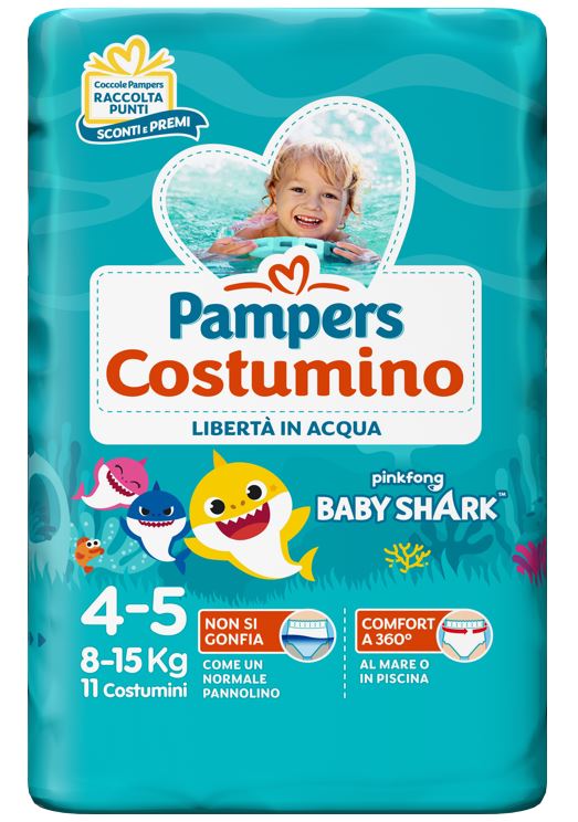PAMPERS COSTUMINO BABY SHARK CP S 4-5 11 PEZZI - farmagiri