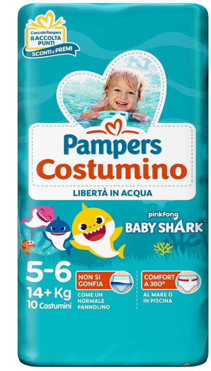 PAMPERS COSTUMINO BABY SHARK CP S 5-6 10 PEZZI - farmagiri
